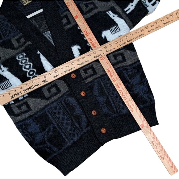 Vintage TEJIDOS RUMIÑAHUI 100% wool cardigan men's oversized alpaca long sleeve - Picture 4 of 11